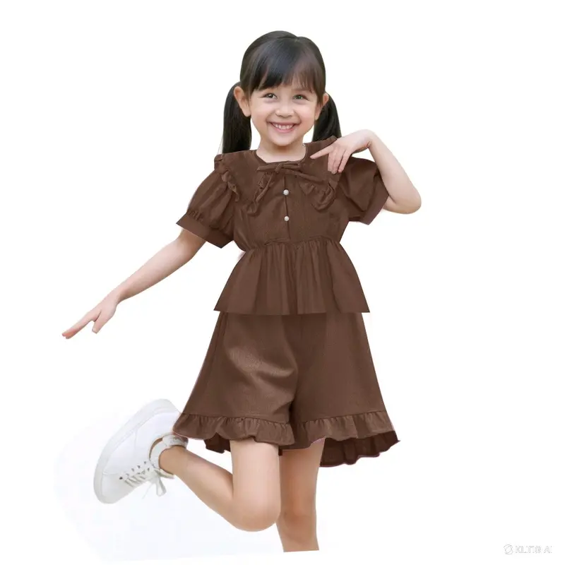 (Laura kids 24)fashion Setelan set Cheryl Anak Perempuan,bahan katun  linen cringkle premium.bahan sesuai yang tertulis. 4