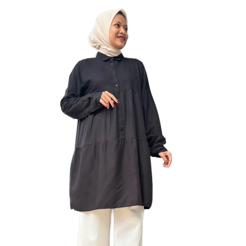 Tunik Alya Rempel Rayon Twill Lembut dengan Kancing Aktif 4