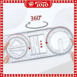 Rotary Geometric Ruler Multifungsi Dengan Busur Derajat Dan Skala Pengukur Alat Essential Untuk Desainer Dan Pelajar Sekolah