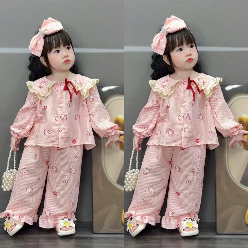  | Mekembean |Bộ pijama mặc nhà cho bé gái  hoạ tiết cute đáng yêu  bộ mặc nhà bé gái 6-30kg 