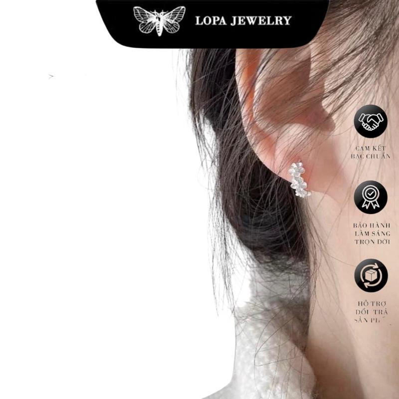  Khuyên tai nữ bạc LoPa dáng hoa mai chốt bấm nhẹ nhàng được thiết kế tinh tế Bạc LoPa sk120 