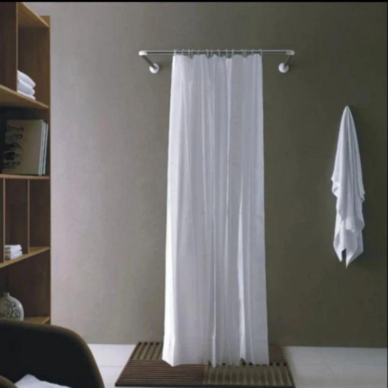 Tiang Shower Curtain / Tiang Tirai Kamar Mandi 3 in 1 bisa bentuk U / L / Lurus Stainless 1