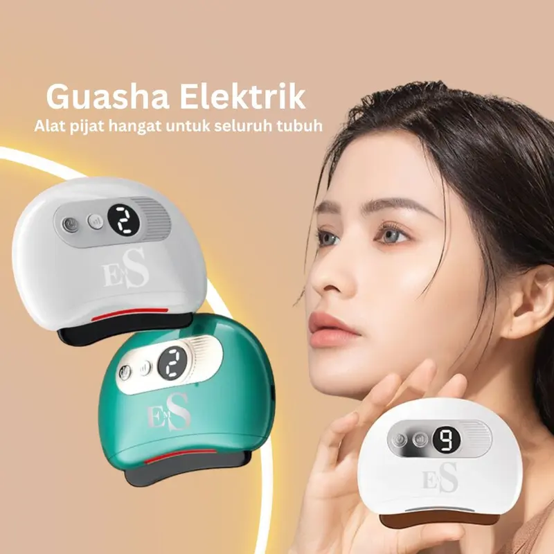 GUASHA Alat Pijat Elektrik Face Massage Electric Massager Green - Natural Bianstone 2in1 Fisioterapi Scraping Kerikan Kerokan badan dan wajah Facial Mengencangkan Perawatan Muka 0
