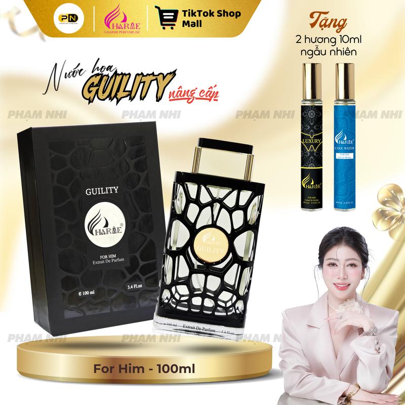 Nước Hoa GUILITY 100ml BẢN MỚI dành cho Nam Tặng 2 chai 10ml ngẫu nhiên Xịt Thơm Cosmetic - H R V E