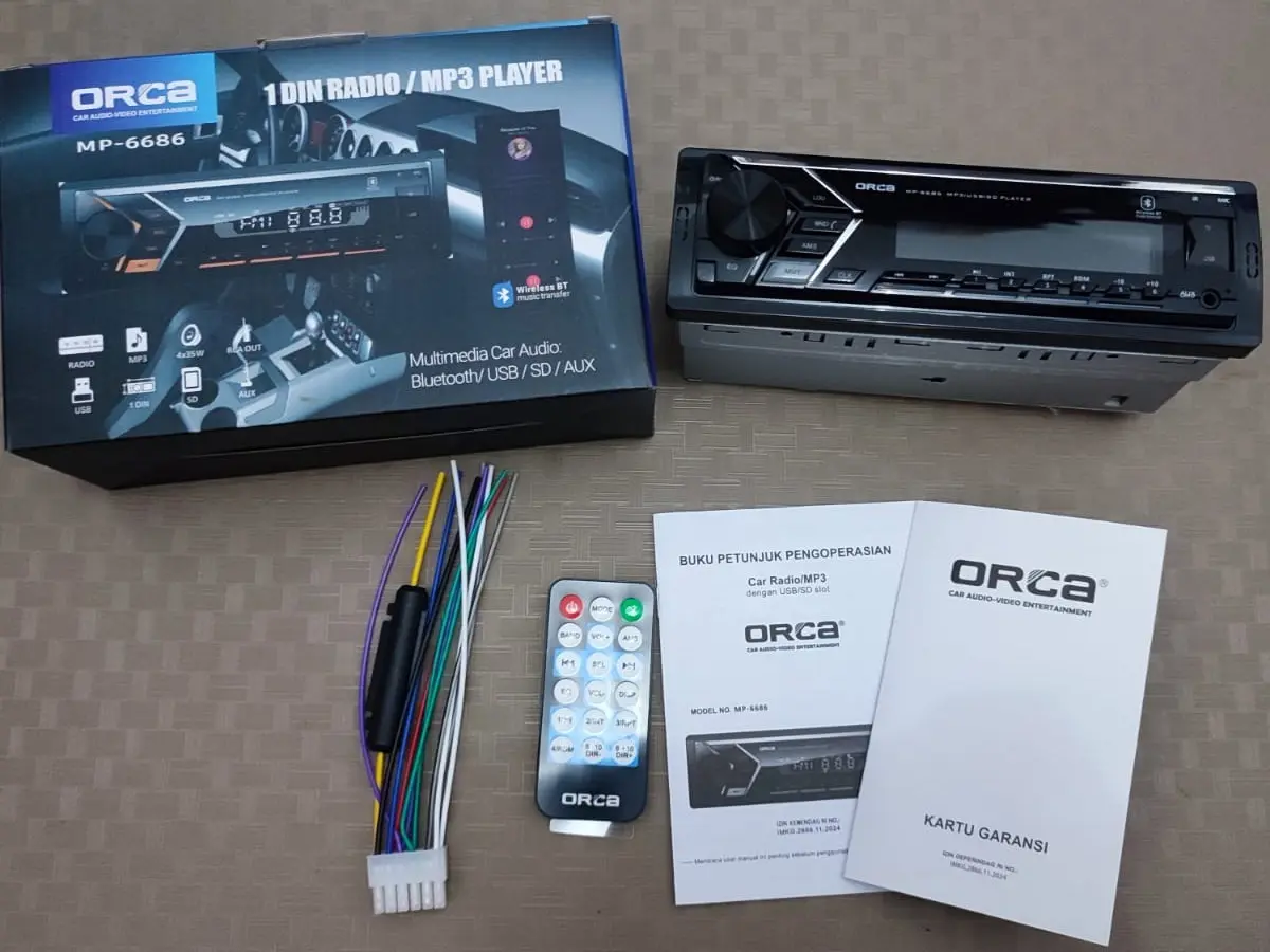 Single Din Tape Radio Mobil Universal Orca MP-6686