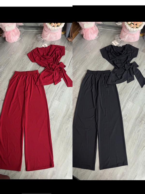  đồ bộ tết 2026 cho nữ áo cổ đổ phối quần ống suông thời trang 