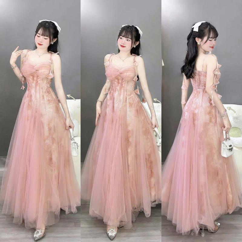 D833 (TÁO ĐỎ BIGSIZE 55-90KG) ĐẦM THIẾT KẾ BIGSIZE MAXI 2 DÂY HOA DÁNG DÀI