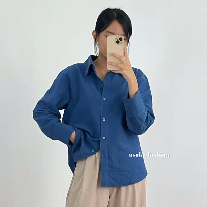 ASOKA Liza Shirt 550 - Kemeja Linen Basic Shirt - Kemeja Wanita Kemeja Polos 1