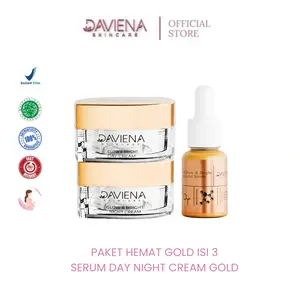 PAKET HEMAT GOLD DAVIENA ISI 3 ITEM ( SERUM DAY NIGHT ) Mencerahkan Memutihkan  Memudarkan