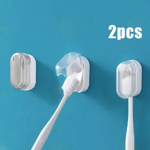 2pcs Gantungan Sikat Gigi Tempel Dinding Praktis Penyimpan Transparan