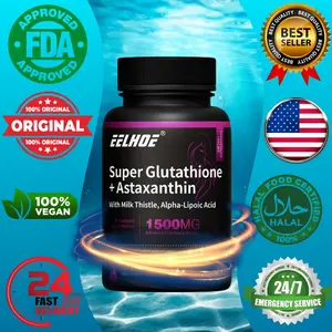 EELHOE Glutathione + Astaxanthin - Mendukung kesehatan kardiovaskular dan kulit, anti-penuaan dan pemutih tubuh, anti-oksidasi