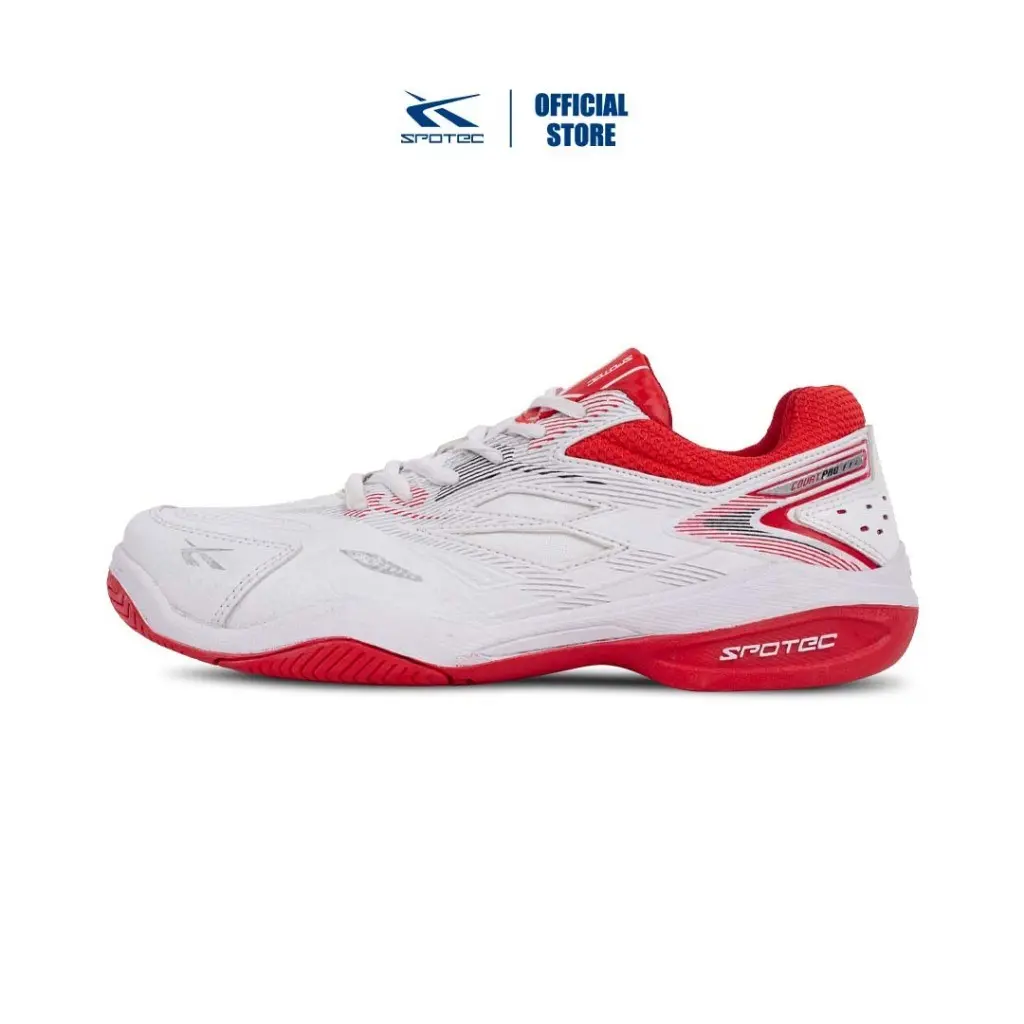 Spotec Tennis Court Pro Sepatu Tennis Pria Wanita - Putih Merah