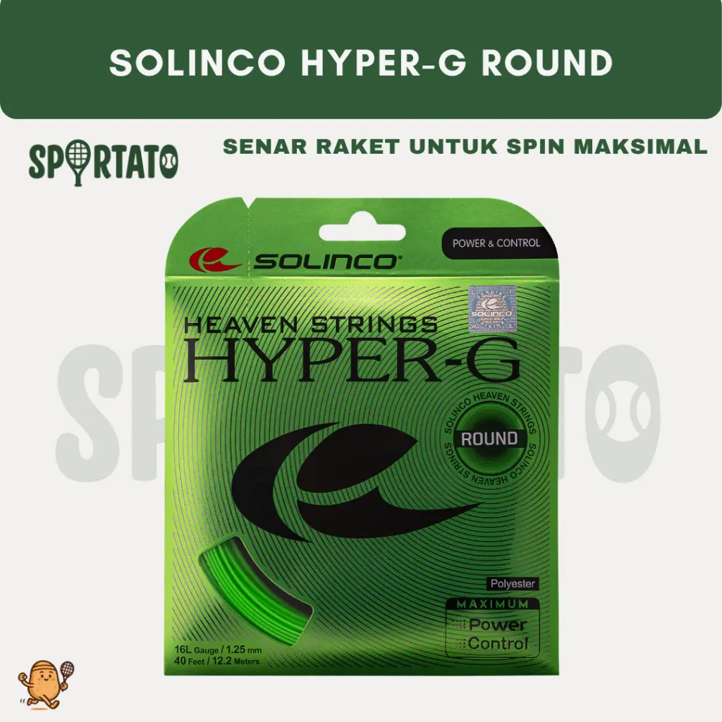SOLINCO Hyper-G Round String for Maximal Spin | Senar Raket Tenis Polyester | Power | Control | Spin