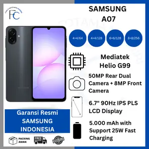 Samsung A07 4/64 4/128 6/128 8/256 Helio G99 Garansi Resmi Original SEIN 100% Kamera 50MP LCD 6.7" 90Hz Mediatek 5000mAh Fast Charging