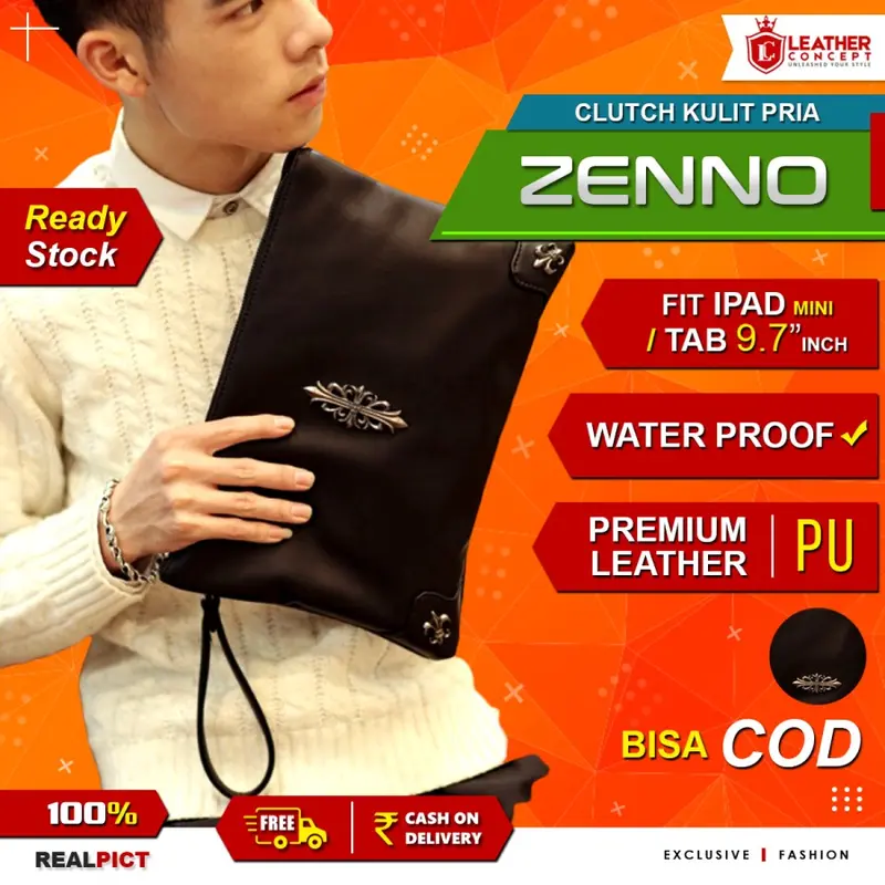 Leather Concept ZENNO Tas Tangan Pria Kulit Premium / Clutch Kulit Pria Premium cowok 2