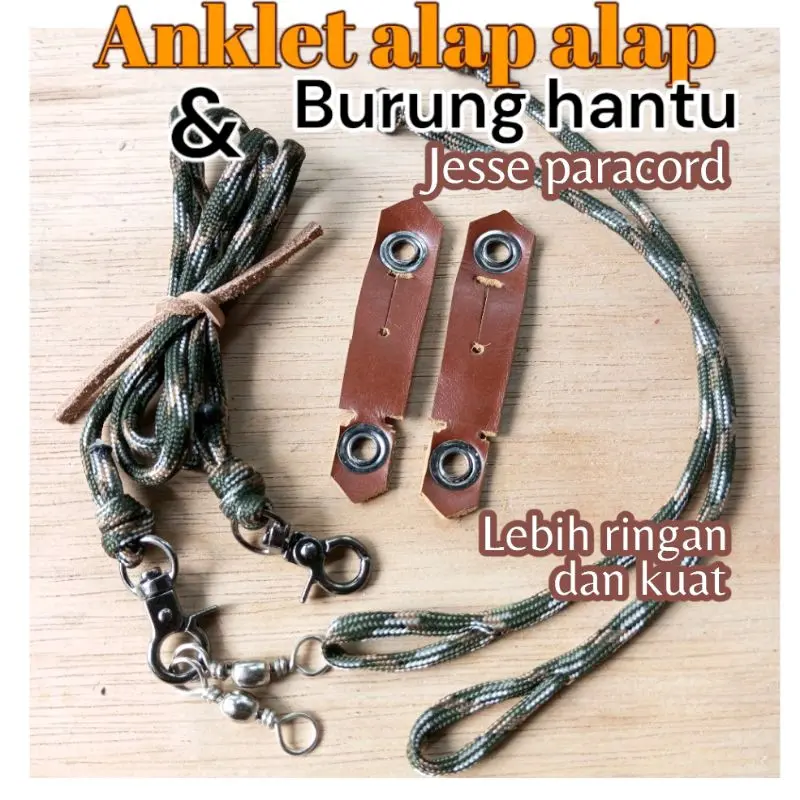 Anklet kulit jesse paracord alap alap dan burung hantu Tali
