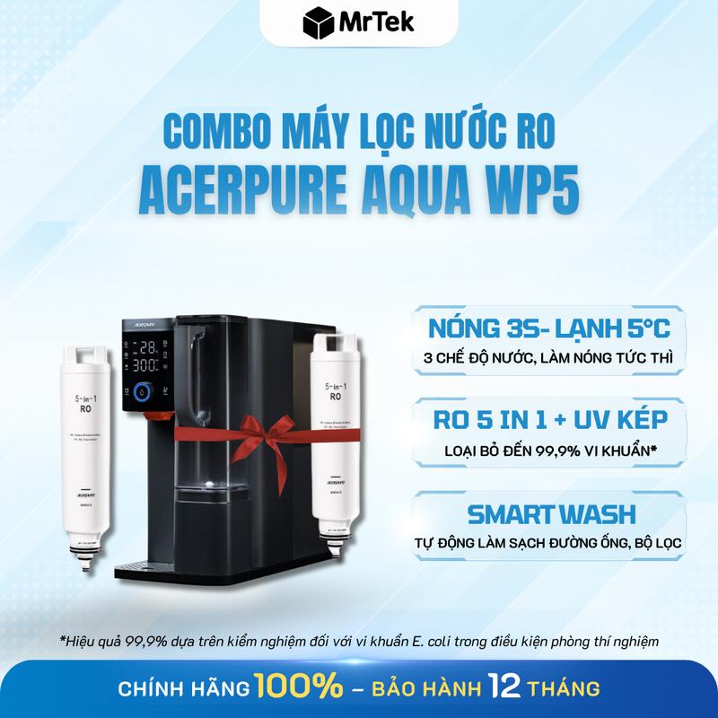 Combo Máy lọc nước RO Acerpure AQUA WP5 nóng lạnh UV kép đun sôi 3 giây+ Lõi RO 5in1 - BH 12 tháng