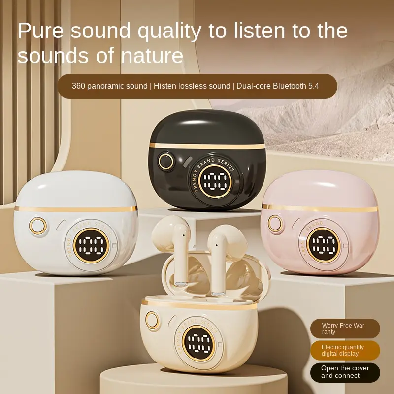 New retro aesthetic design wireless Bluetooth headset comfortable to wear call smart noise reduction sports long battery life standby Audio Electronic Earbud