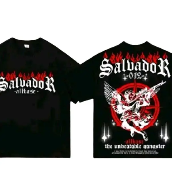 KAOS HITAM SALVADOR ALLBASE VIRAL CORAK MERAH