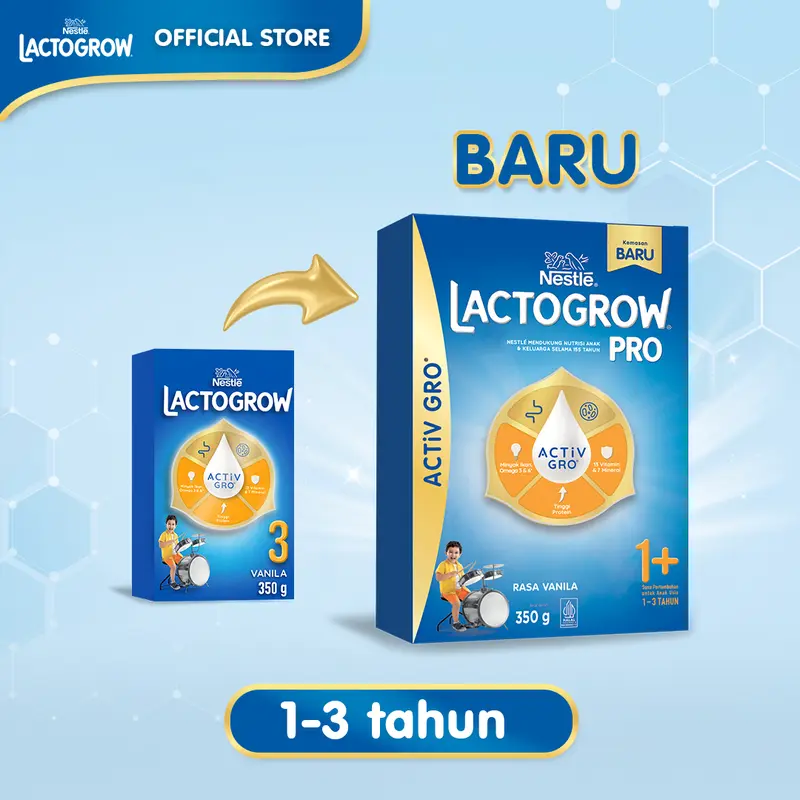 Nestlé LACTOGROW PRO 1+ / LACTOGROW 3 Vanila Susu Anak 1-3 Tahun Box 350g 1