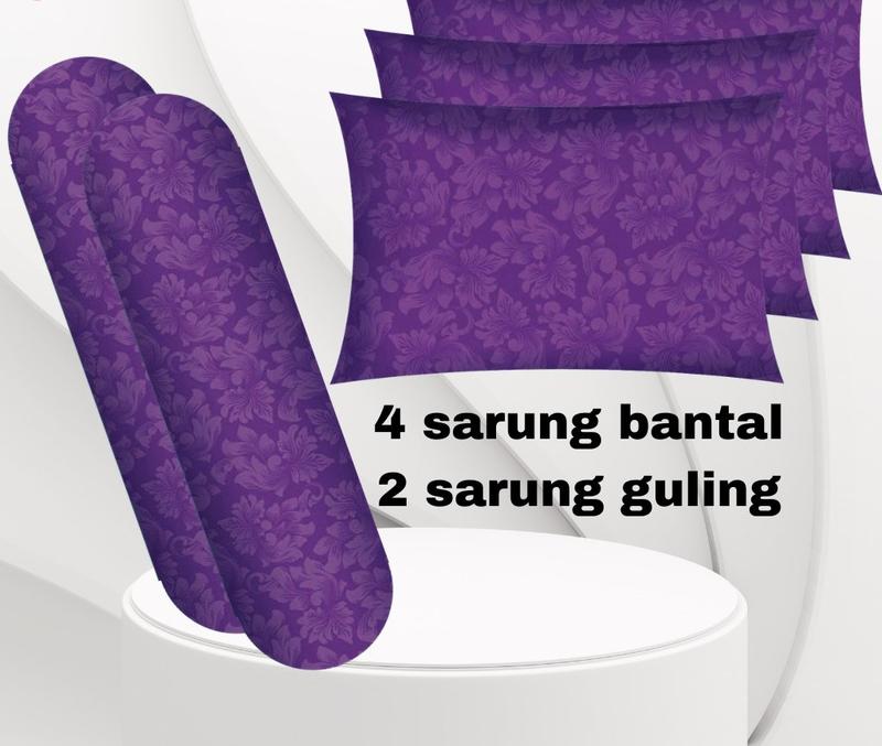 Sarung bantal sarung guling isi 6pcs 4 sarung bantal dan 2 sarung guling motif embose polos 2