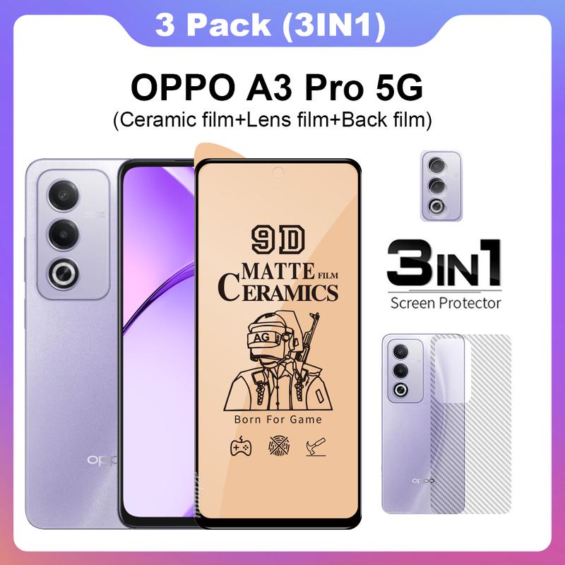 Product Introduction of 3in1 For OPPO A3 Pro 5G Anti-Spy Privacy Tempered Glass OPPO A3x Screen Protector Film+lens film+back film 30