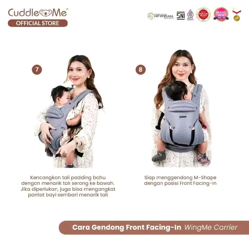 Gendongan Bayi CUDDLEME WINGME Carrier Premium Gendongan Depan Newborn SSC M Shape Hipseat Adjustable 5 Posisi 5