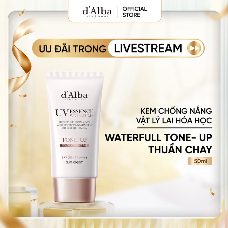 [LIVE] Kem chống nắng thuần chay d'Alba Waterfull Tone-Up Sun Cream SPF50 + PA + + + + 50ml -Dành cho da khô hỗn hợp Skincare