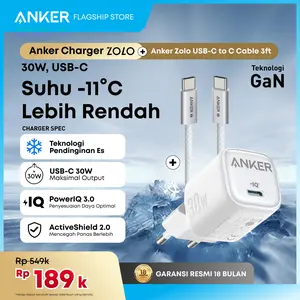 Anker Wall Charger GaN Adaptor USB Type C Lightning MFi Fast Charging PD for iPhone 17 16 15 14 13 20W 30W Ice-Cooled bundle Kabel