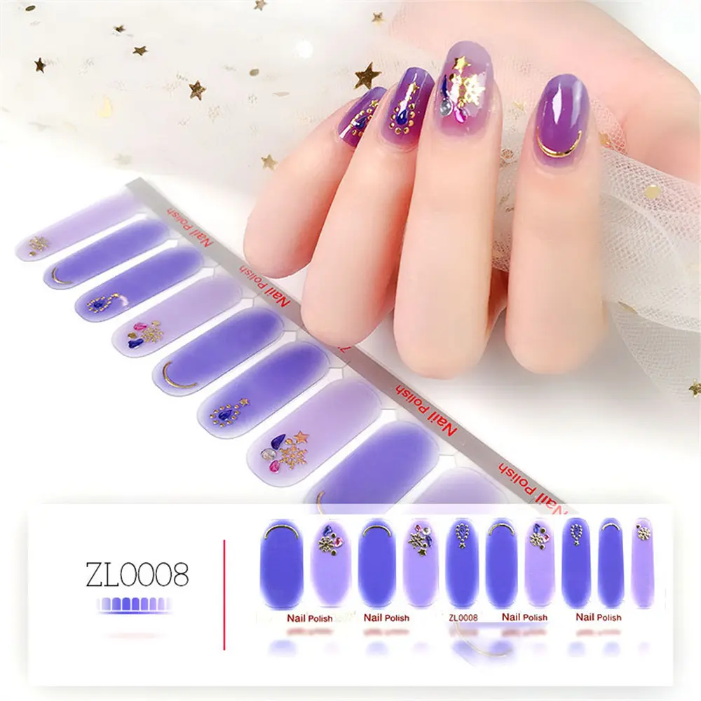 1Sheet 3D Vision Finger Nail Sticker Party Style Nail Art Diamond Pearl Gem Colorful Laser Gradient DIY Manicure