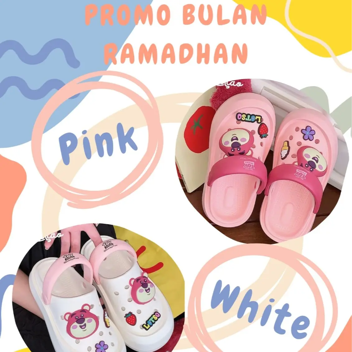Sepatu Sandal Clog Lotso Beruang Strawberry untuk Wanita Sendal Clog Sendal Karet Clog Shoes