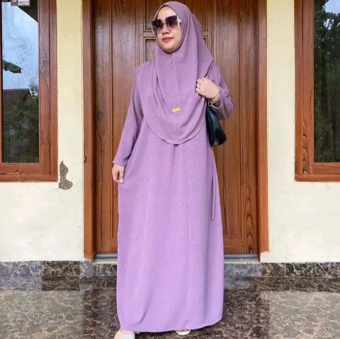 GAMIS ABAYA+ HIJAB JUMBO CRINGKEL AIRFLOW Polos/gamis muslim , 6