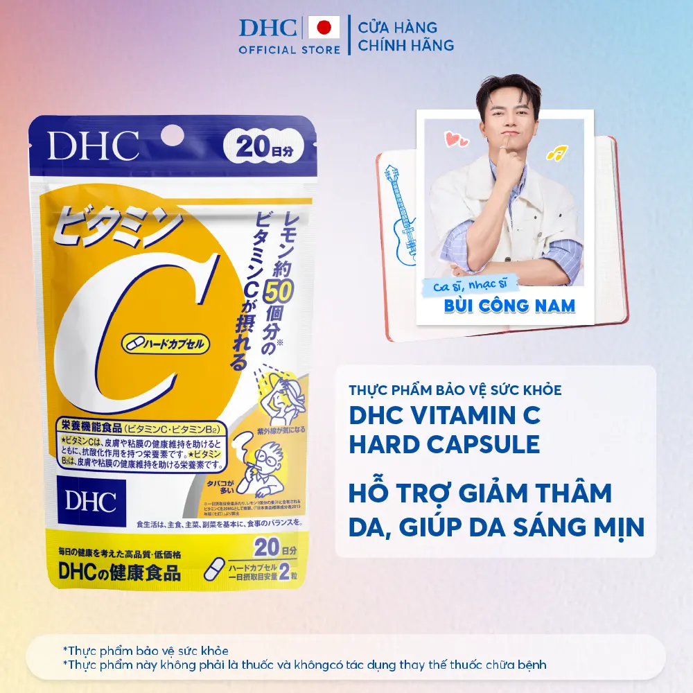 [ĐQ] Viên uống DHC Vitamin C hỗ trợ giảm thâm da, giúp da sáng mịn (20 Ngày & 60 Ngày) - TPBVSK DHC VITAMIN C HARD CAPSULE
