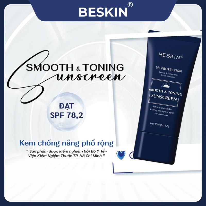 [BE-01] KEM CHỐNG NẮNG PHỔ RỘNG "SMOOTH & TONING SUNSCREEN" SPF 50+ PA+++ - Dung tích: 32g - Thương Hiệu: Beskin