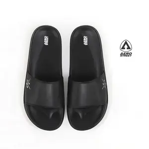Aerostreet 39-44 Xenon Hitam Hitam - Sandal Sendal Selop Slip On Casual Pria Wanita Aero Street BAAAA