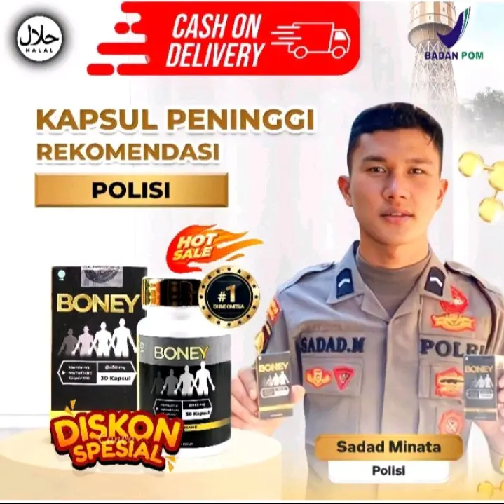 Boney Peninggi badan Suplemen kesehatan Tulang Pria & Wanita Naik 5-15 CM Aman BPOM Original