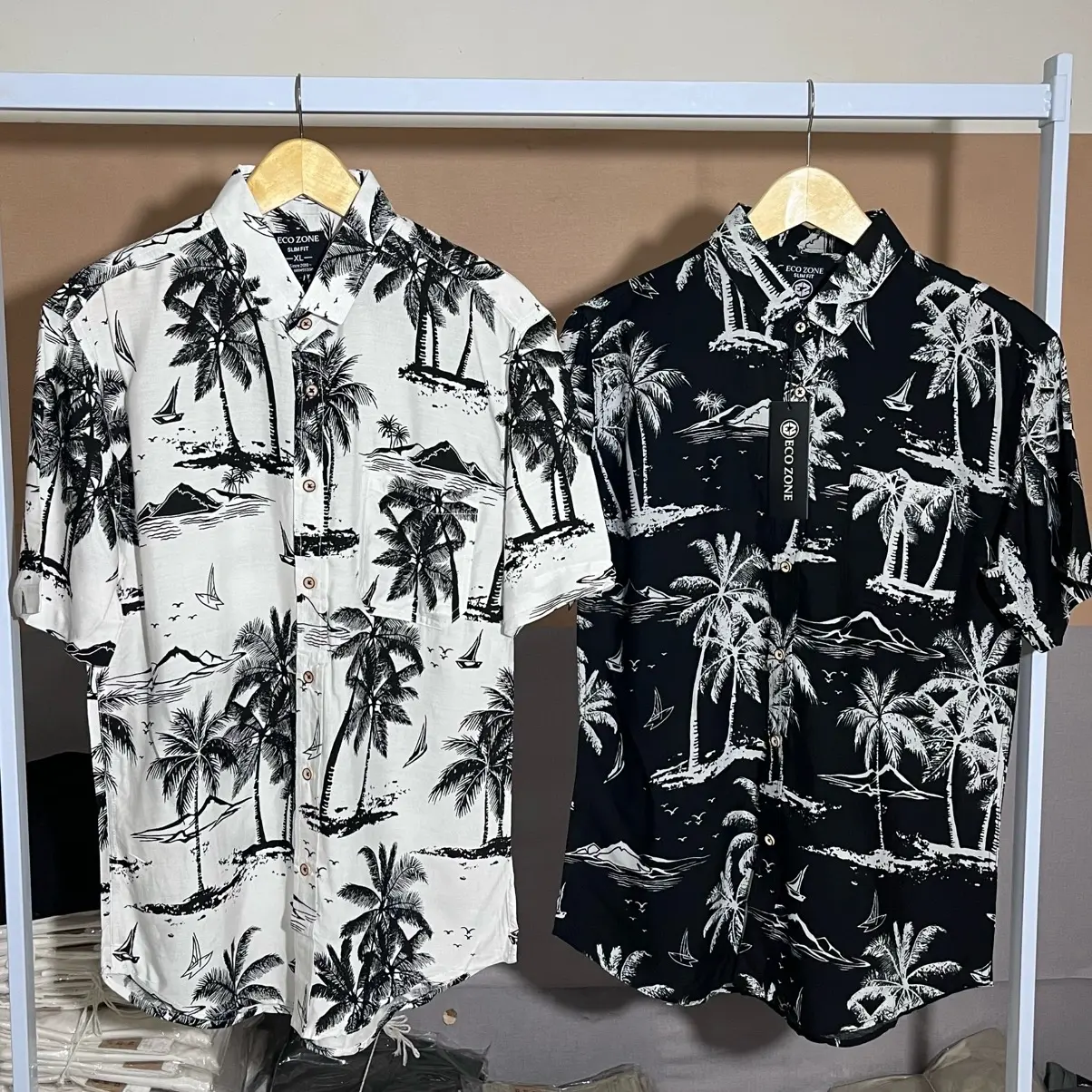 Kemeja Pendek Rayon Premium Motif Pantai