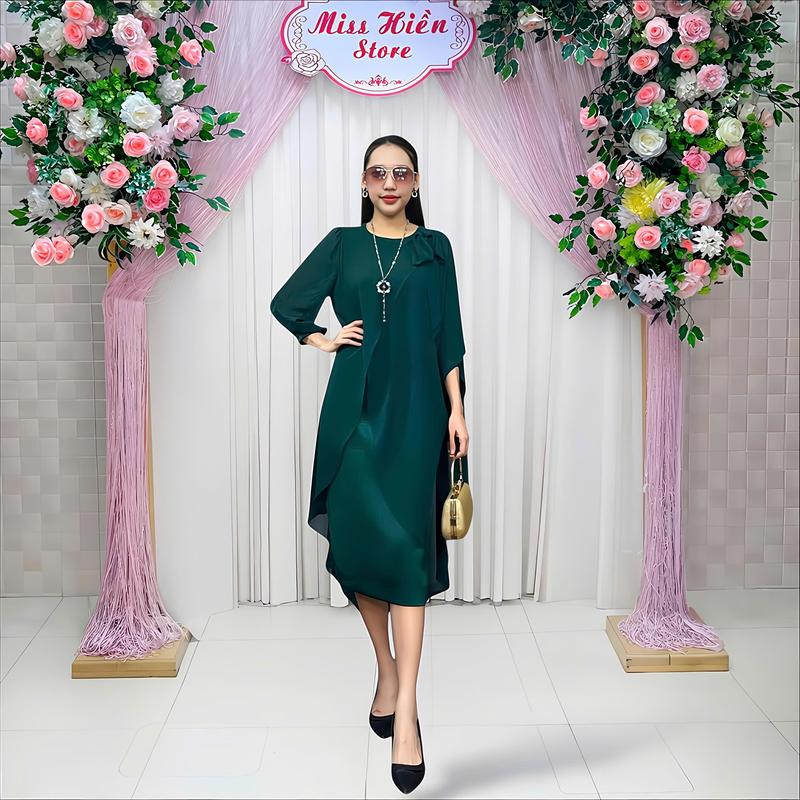  Đầm Váy Lụa 300089 Miss Hiền phối Vải Chiffon Cao Cấp Sang Trọng quí phái dành cho các chị đi dạ tiệc hội nghị,.. 