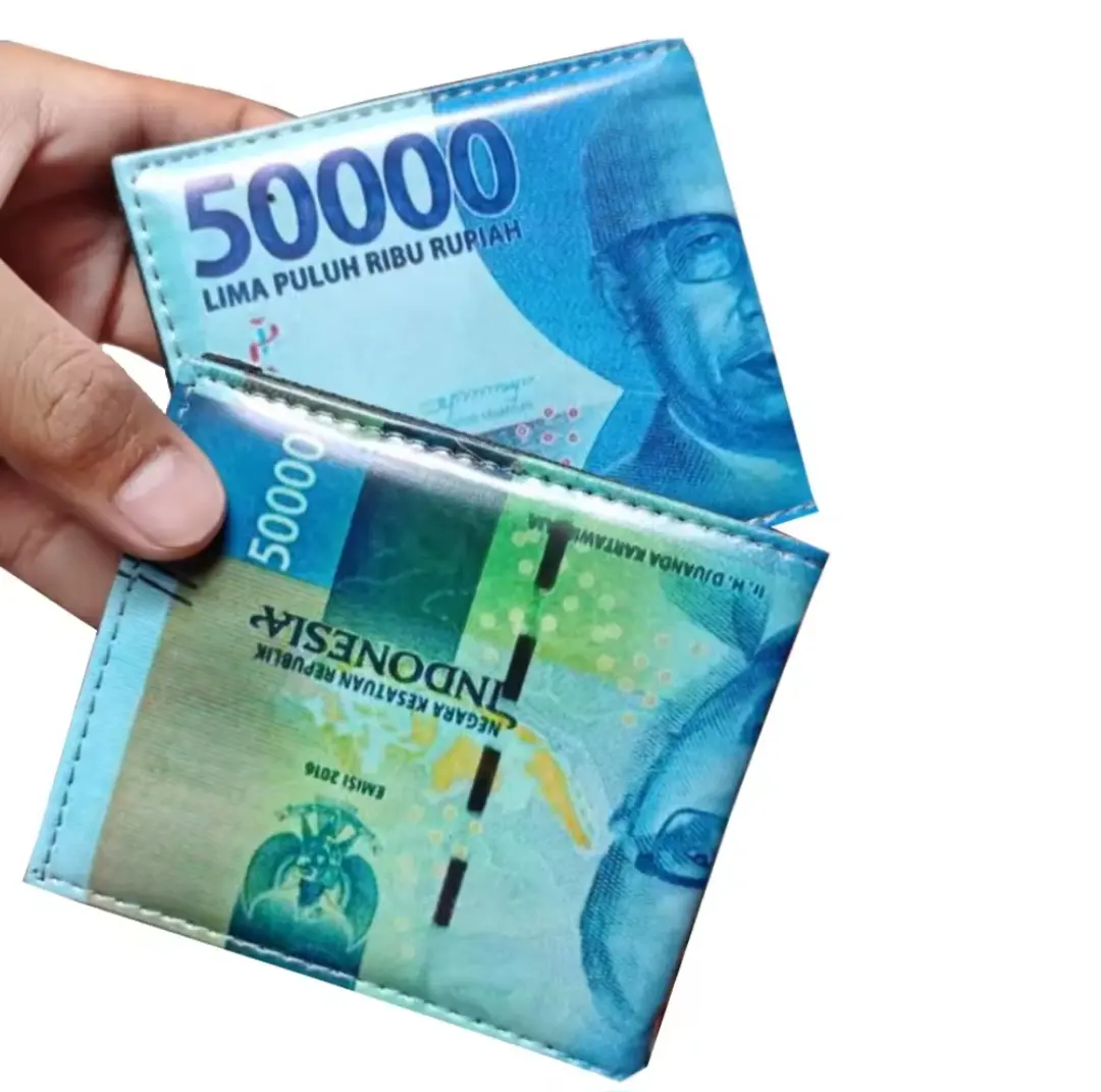 Dompet Pria motif pecahan uang Dompet pria kulit PU Dompet pria trendi Cowok