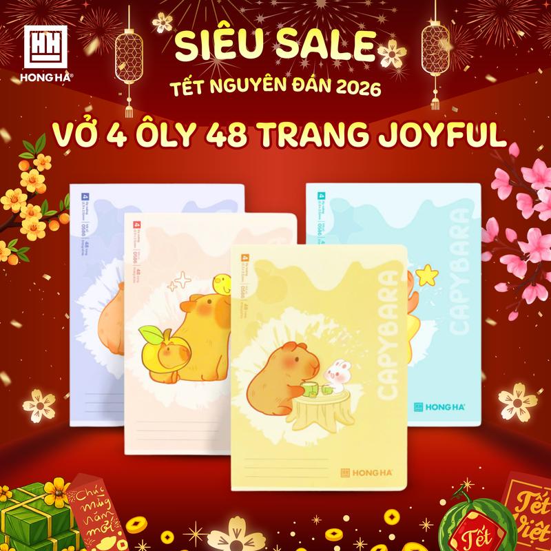  Lốc 10 quyển Vở 4 ô ly 48 trang Hồng Hà Joyful - 0586 