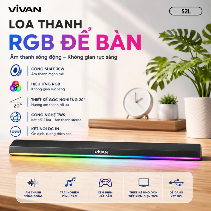 Loa thanh soundbar Bluetooth 30W bass trầm mạnh mẽ kết nối thẻ nhớ AUX USB