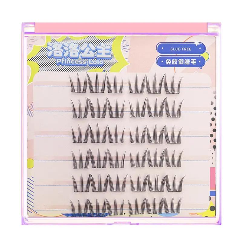 Glue-free self-adhesive false eyelashes natural thick single cluster easy to apply for beginners makeup cosmetics long-lasting wear 2