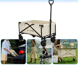 Picnicamp Gerobak Camping Trolley Cart Outdoor Troli Lipat 4 Roda untuk Perjalanan Luar Ruangan Praktis dan Nyaman