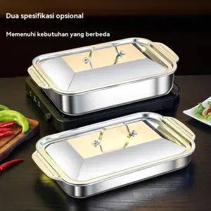 “COD” piring ikan/stainless steel fish plate, Nampan prasmanan bahan ramah lingkungan, nampan ikan bakar, ringan dan tahan lama, pembagian makanan yang jelas, cocok untuk rumah, restoran, dan prasmanan acara/Kitchenware/live