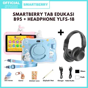 (TABLET+HEADPHONE) SMARTBERRY TAB B95 + HEADSET YLFS-18 KARAKTER ANAK - COD / LAYAR IPS / BLUETOOTH / HADIAH