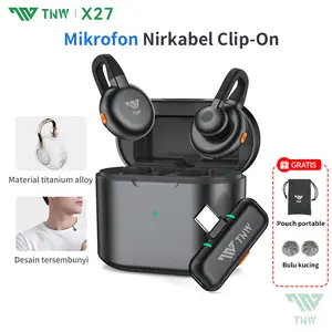 TNW X27 Mini Wireless Lavalier Microphone Hidden Mic Clip-on Noise Cancelling Dual Mikrofon Untuk Vlogging Live Streaming Video