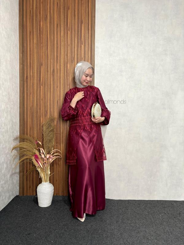 FIRA LONG DRESS SET VEST OUTER TILLE BRUKAT GAMIS MUSLIM KONDANGAN TERBARU Wanita Remaja Dewasa Baju Pesta Rayon Mewah Setelan 8