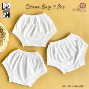(Isi 6 Pcs) Celana Dalam Segitiga Bayi Putih Polos Umur 0-6 Bulan Bahan Katun Newborn Underwear lusin