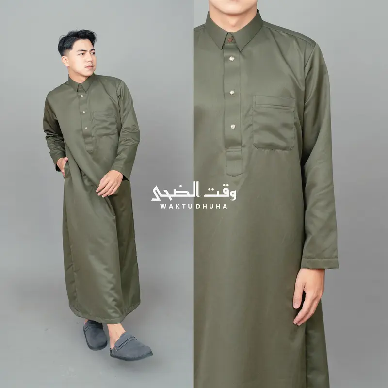 WAKTU DHUHA - Jubah Arab Kerah Kemeja Lengan Panjang Premium Bahan Super Adem Zayn Thobe Fashion Muslim 2