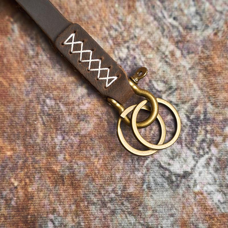 Product Introduction of Original Leather Key Brass Fob Creative Handmade Cowhide Horseshoe Buckle Hanging Button Gift Simple NASVA 12